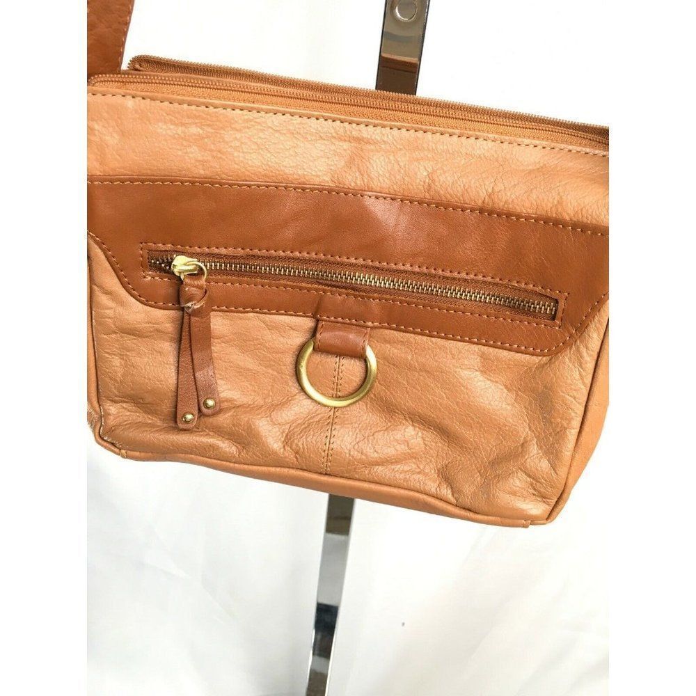 GREAT American Leather Works Crossbody Shoulder Bag Purse Handbag Tan Brown VGC - Picture 3 of 9